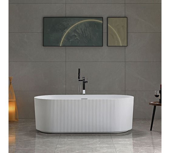 Ванна акриловая VINCEA 1700x800x580, цвет белый, щелевой перелив, слив хром VBT-426-1700