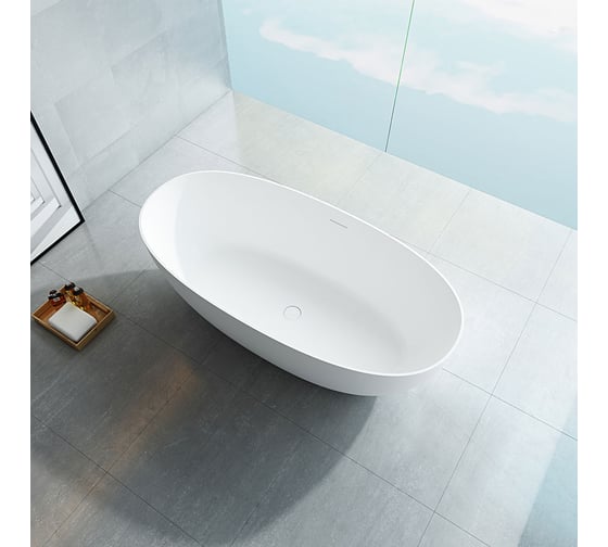 Ванна из искусственного камня VINCEA 1700x750x550, белый мат., слив-перелив в комплекте VBT-6S01MW