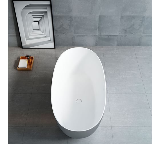 Ванна из искусственного камня VINCEA 1700x750x550, серый/белый мат., слив-перелив VBT-6S01MG