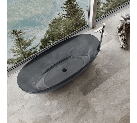 Ванна прозрачная VINCEA 1700x750x550, цвет черный VBT-6T01B
