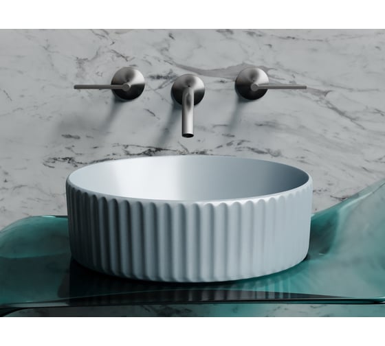 Умывальник чаша накладная Ceramicanova Element круглая, серо-голубой матовый, 360х360х115 мм CN6057MHL