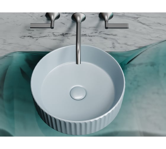 Умывальник чаша накладная Ceramicanova Element круглая, серо-голубой матовый, 360х360х115 мм CN6057MHL