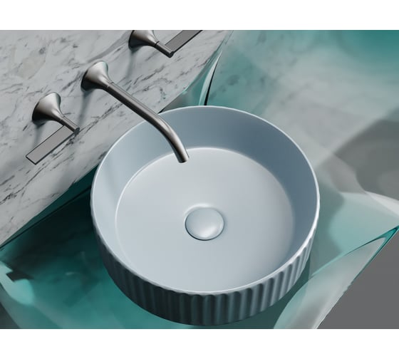 Умывальник чаша накладная Ceramicanova Element круглая, серо-голубой матовый, 360х360х115 мм CN6057MHL