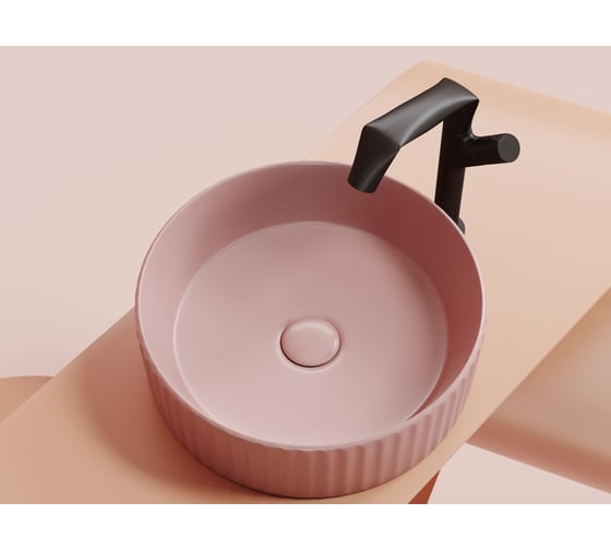 Умывальник чаша накладная Ceramicanova Element круглая, розовый матовый, 360х360х115 мм CN6057MP