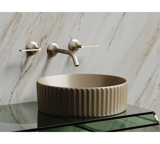 Умывальник чаша накладная Ceramicanova Element круглая, капучино матовый, 360х360х115мм CN6057MC