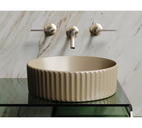 Умывальник чаша накладная Ceramicanova Element круглая, капучино матовый, 360х360х115мм CN6057MC