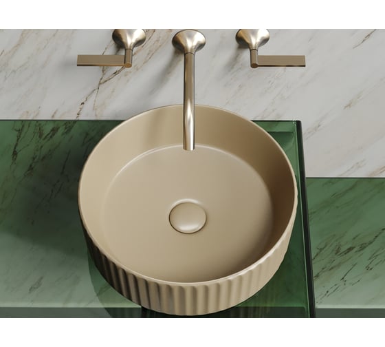 Умывальник чаша накладная Ceramicanova Element круглая, капучино матовый, 360х360х115мм CN6057MC