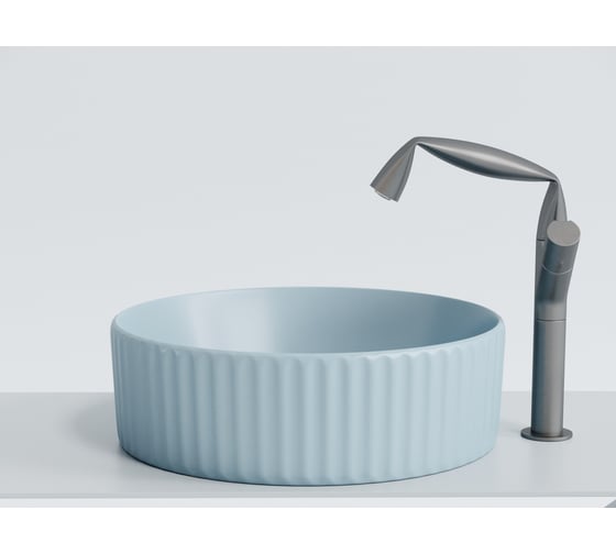 Умывальник чаша накладная Ceramicanova Element круглая, голубой матовый, 360х360х115 мм CN6057ML