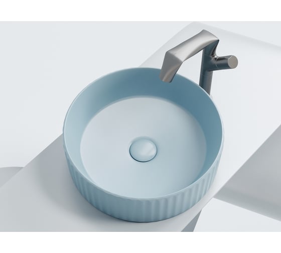 Умывальник чаша накладная Ceramicanova Element круглая, голубой матовый, 360х360х115 мм CN6057ML