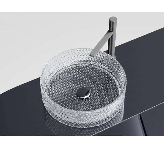 Умывальник чаша накладная Ceramicanova Cristal круглая, прозрачная, 360х360х112 мм CN6062