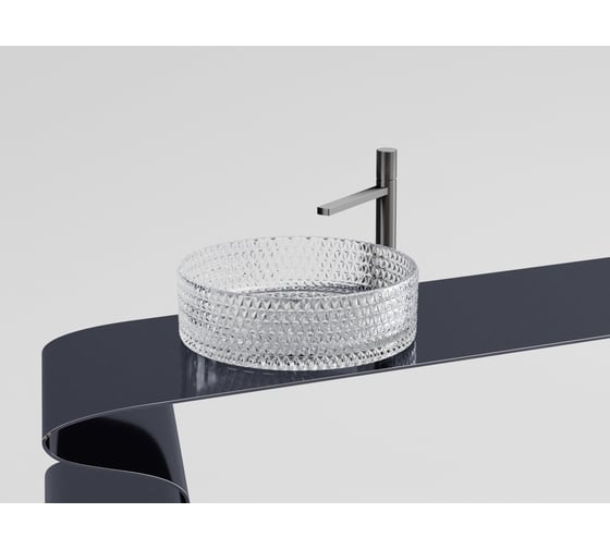 Умывальник чаша накладная Ceramicanova Cristal круглая, прозрачная, 360х360х112 мм CN6062