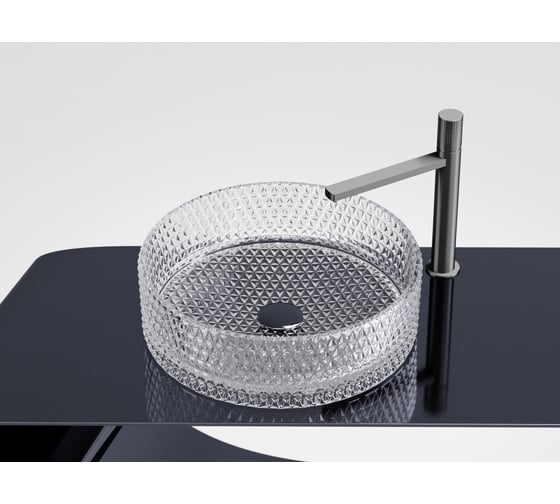 Умывальник чаша накладная Ceramicanova Cristal круглая, прозрачная, 360х360х112 мм CN6062