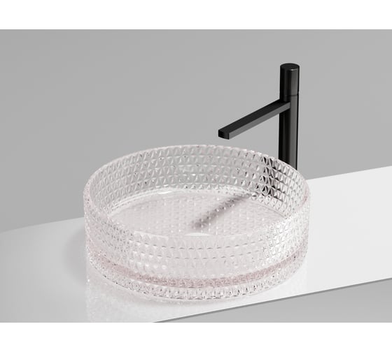 Умывальник чаша накладная Ceramicanova Cristal круглая, розовый, 360х360х112 мм CN6061 1