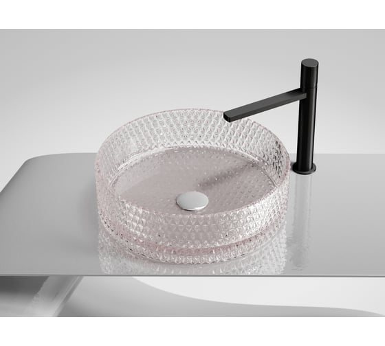 Умывальник чаша накладная Ceramicanova Cristal круглая, розовый, 360х360х112 мм CN6061