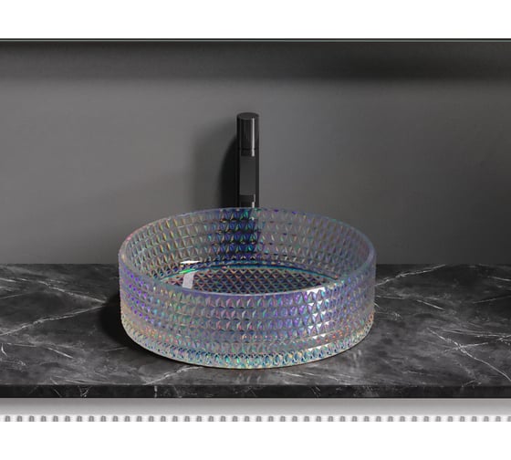 Умывальник чаша накладная Ceramicanova Cristal круглая, цвет неон, 360х360х112 мм CN6059