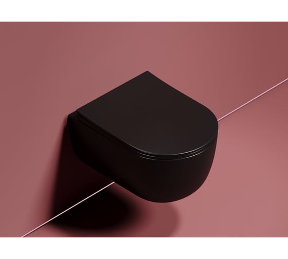 Подвесной унитаз Ceramicanova Modena Rimless, цвет черный матовый, глубокий смыв, с крепежом для полностью скрытого монтажа, ультратонким сидением и крышкой CN6063MB