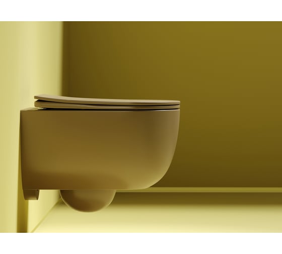 Подвесной унитаз Ceramicanova Modena Rimless, цвет капучино матовый, глубокий смыв, с крепежом для полностью скрытого монтажа, ультратонким сидением и крышкой CN6063MC
