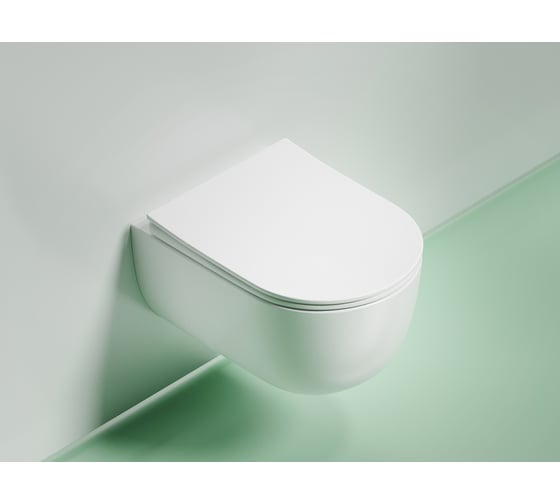 Подвесной унитаз Ceramicanova Modena Rimless, цвет белый матовый, глубокий смыв, с крепежом для полностью скрытого монтажа, ультратонким сидением и крышкой CN6063MW