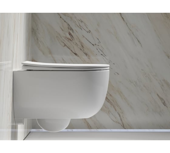 Подвесной унитаз Ceramicanova Modena Rimless, глубокий смыв, с крепежом для полностью скрытого монтажа, ультратонким сидением и крышкой с функцией плавного закрытия CN6063