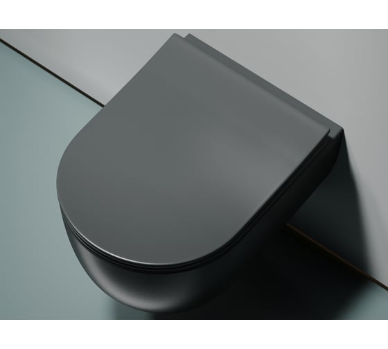 Подвесной унитаз Ceramicanova Modena Rimless, цвет темный антрацит матовый, глубокий смыв, с крепежом для полностью скрытого монтажа, ультратонким сидением и крышкой CN6063MDH