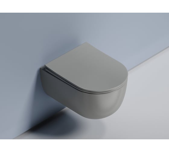 Подвесной унитаз Ceramicanova Modena Rimless, цвет антрацит матовый, глубокий смыв, с крепежом для полностью скрытого монтажа, ультратонким сидением и крышкой CN6063MH