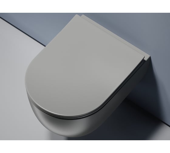 Подвесной унитаз Ceramicanova Modena Rimless, цвет антрацит матовый, глубокий смыв, с крепежом для полностью скрытого монтажа, ультратонким сидением и крышкой CN6063MH