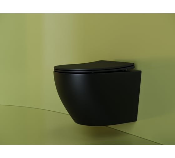 Подвесной унитаз Ceramicanova Uno Rimless, глубокий смыв, с крепежом для полностью скрытого монтажа, ультратонким сидением из дюропласта и крышкой с функцией плавного закрытия CN11001MB