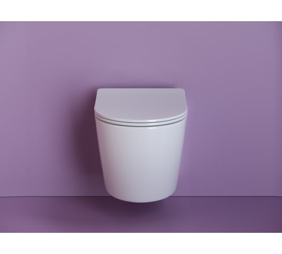 Подвесной унитаз Ceramicanova Uno Rimless, глубокий смыв, с крепежом для полностью скрытого монтажа, ультратонким сидением из дюропласта и крышкой с функцией плавного закрытия CN11001