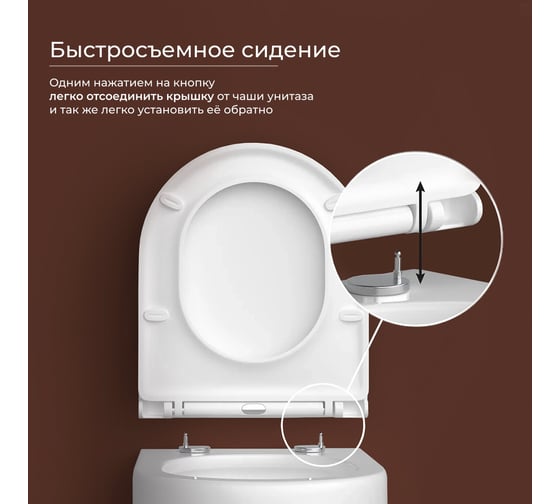 Подвесной унитаз Ceramicanova UP Rimless, смыв Торнадо, с крепежом для полностью скрытого монтажа, ультратонким сидением и крышкой с функцией плавного закрытия CN4007