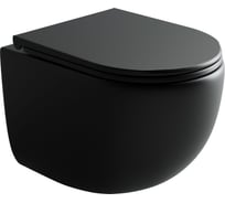 Подвесной унитаз Ceramicanova UP Rimless, смыв Торнадо, с крепежом для полностью скрытого монтажа, ультратонким сидением и крышкой с функцией плавного закрытия CN4007MB