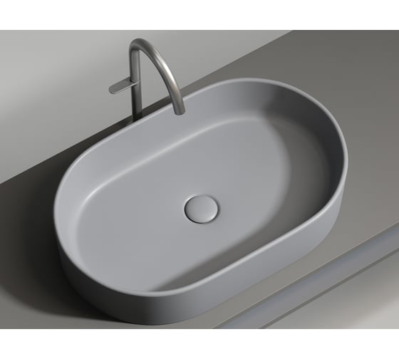 Умывальник-чаша накладная Ceramicanova Element овальная, цвет антрацит матовый, 608х385х122 мм CN6048MH