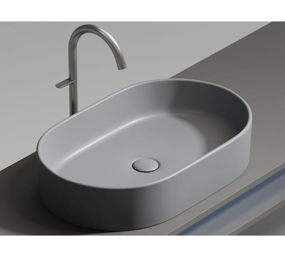 Умывальник-чаша накладная Ceramicanova Element овальная, цвет антрацит матовый, 608х385х122 мм CN6048MH
