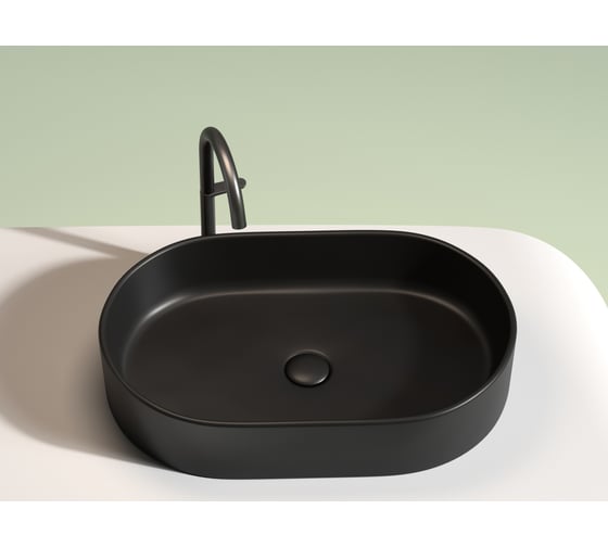 Умывальник-чаша накладная Ceramicanova Element овальная, цвет черный матовый, 608х385х122 мм CN6048MB