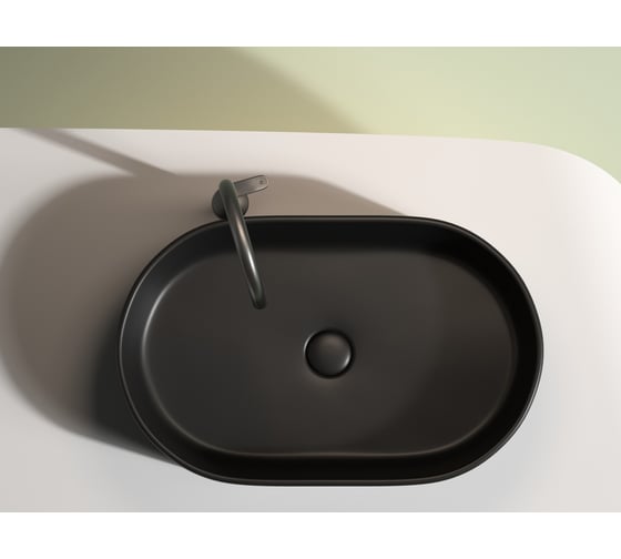 Умывальник-чаша накладная Ceramicanova Element овальная, цвет черный матовый, 608х385х122 мм CN6048MB