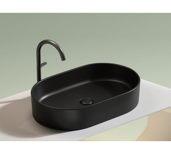 Умывальник-чаша накладная Ceramicanova Element овальная, цвет черный матовый, 608х385х122 мм CN6048MB