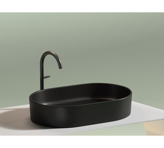 Умывальник-чаша накладная Ceramicanova Element овальная, цвет черный матовый, 608х385х122 мм CN6048MB