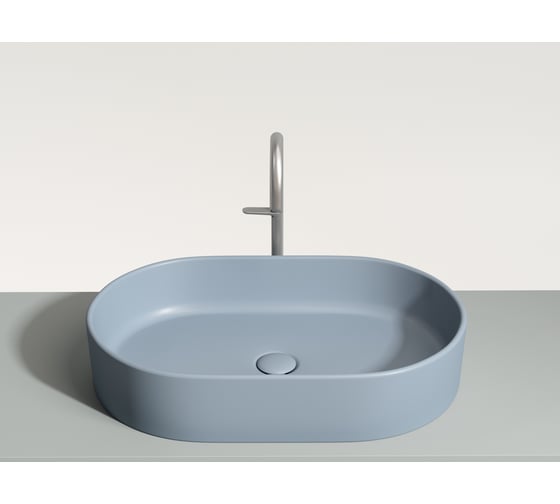 Умывальник-чаша накладная Ceramicanova Element овальная, цвет серо-голубой матовый, 608х385х122 мм CN6048MHL