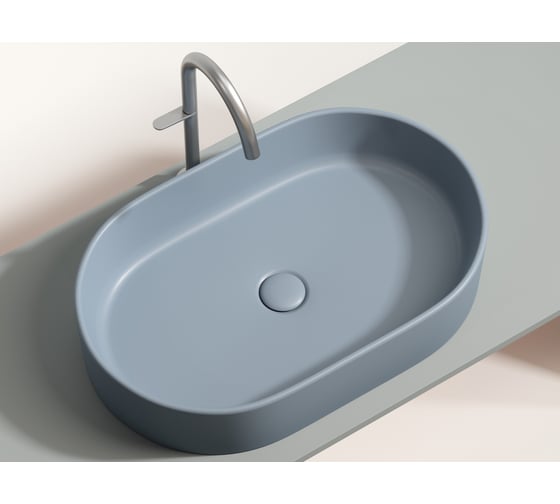 Умывальник-чаша накладная Ceramicanova Element овальная, цвет серо-голубой матовый, 608х385х122 мм CN6048MHL