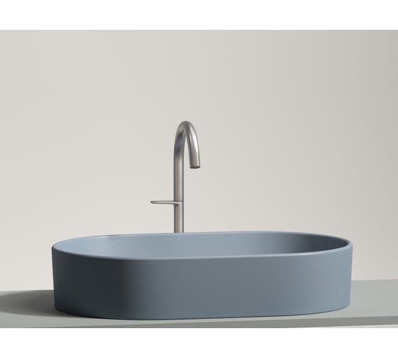 Умывальник-чаша накладная Ceramicanova Element овальная, цвет серо-голубой матовый, 608х385х122 мм CN6048MHL