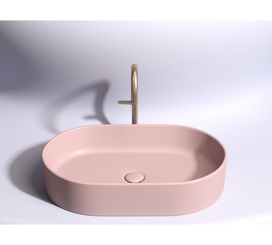 Умывальник-чаша накладная Ceramicanova Element овальная, цвет розовый матовый, 608х385х122 мм CN6048MP