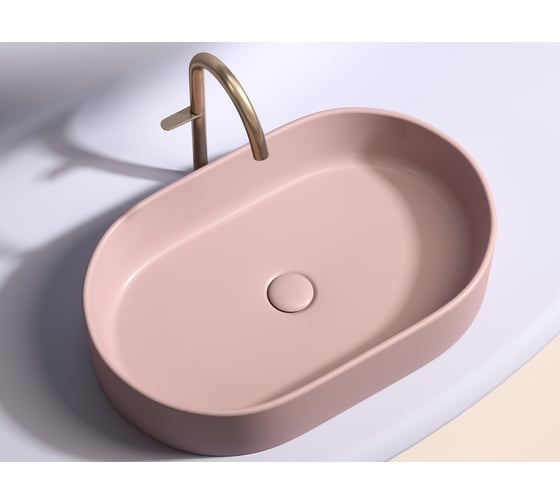 Умывальник-чаша накладная Ceramicanova Element овальная, цвет розовый матовый, 608х385х122 мм CN6048MP