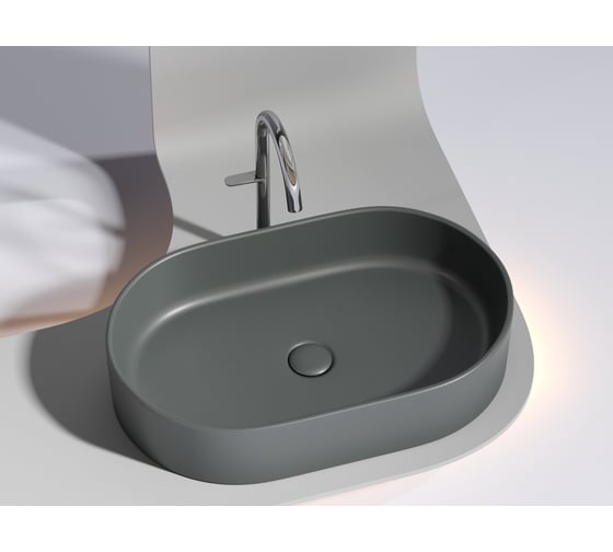 Умывальник-чаша накладная Ceramicanova Element овальная, цвет темный антрацит матовый, 608х385х122 мм CN6048MDH