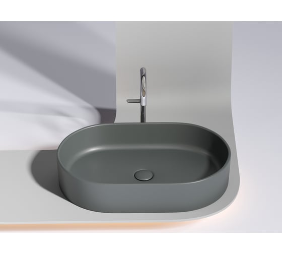 Умывальник-чаша накладная Ceramicanova Element овальная, цвет темный антрацит матовый, 608х385х122 мм CN6048MDH