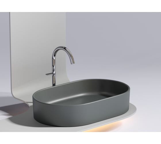 Умывальник-чаша накладная Ceramicanova Element овальная, цвет темный антрацит матовый, 608х385х122 мм CN6048MDH