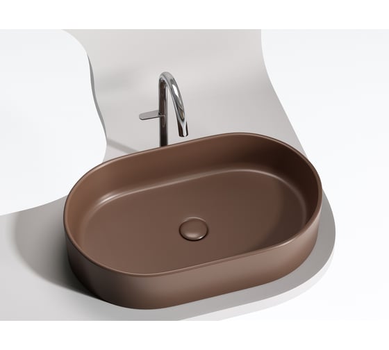 Умывальник-чаша накладная Ceramicanova Element овальная, цвет темно-коричневый матовый, 608х385х122 мм CN6048MDB