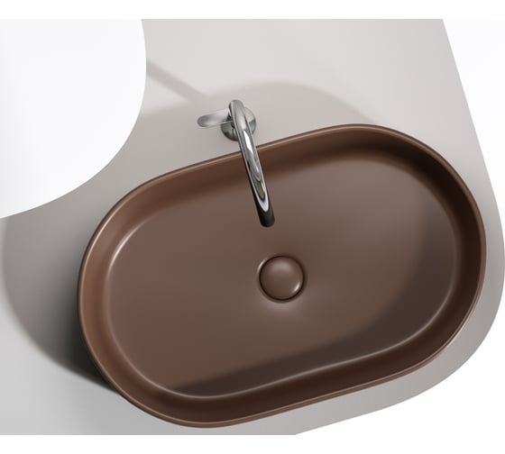 Умывальник-чаша накладная Ceramicanova Element овальная, цвет темно-коричневый матовый, 608х385х122 мм CN6048MDB