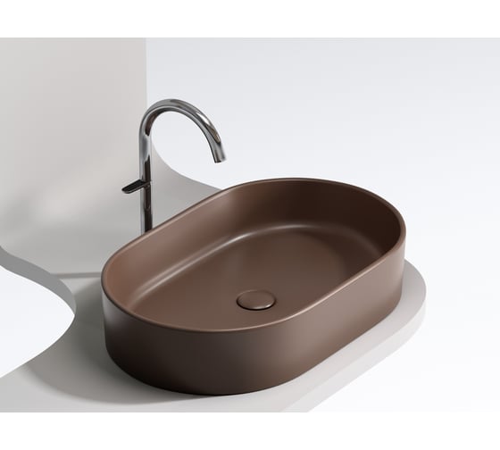 Умывальник-чаша накладная Ceramicanova Element овальная, цвет темно-коричневый матовый, 608х385х122 мм CN6048MDB