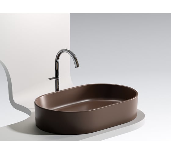 Умывальник-чаша накладная Ceramicanova Element овальная, цвет темно-коричневый матовый, 608х385х122 мм CN6048MDB