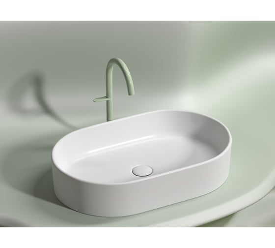 Умывальник-чаша накладная Ceramicanova Element овальная, цвет белый матовый, 608х385х122 мм CN6048MW