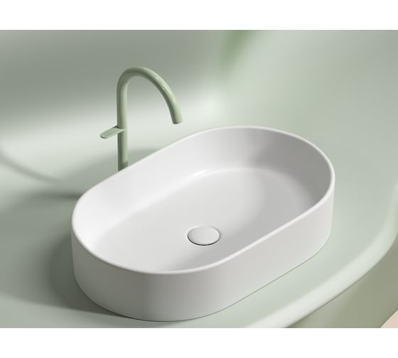 Умывальник-чаша накладная Ceramicanova Element овальная, цвет белый матовый, 608х385х122 мм CN6048MW